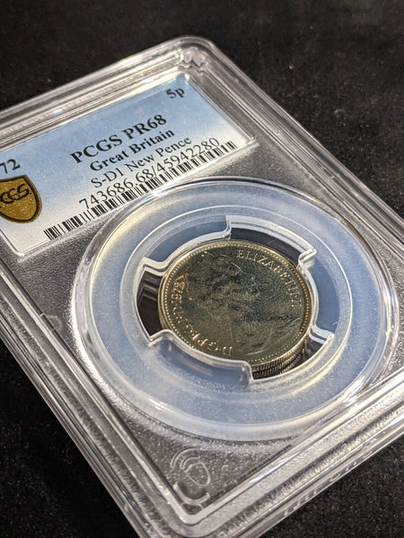 Great Britain 1972 Proof Five Pence 5p S-D1 New Pence PCGS PR68 FDC UNC #3373