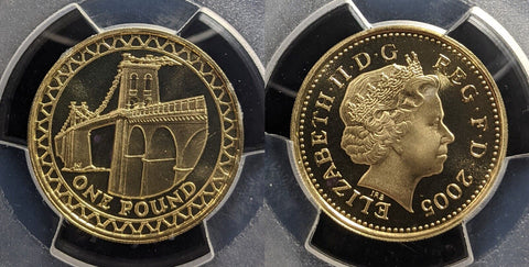 GB 2005 Proof Pound £1 Menai Straits Bridge S-J19 PCGS PR69DCAM FDC UNC #3380