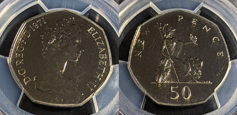 Great Britain 1971 Proof Fifty Pence 50p S-H1 PCGS PR67 DCAM FDC UNC #3392