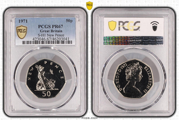 Great Britain 1971 Proof Fifty Pence 50p S-H1 PCGS PR67 DCAM FDC UNC #3392