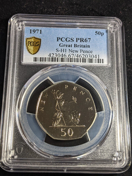 Great Britain 1971 Proof Fifty Pence 50p S-H1 PCGS PR67 DCAM FDC UNC #3392