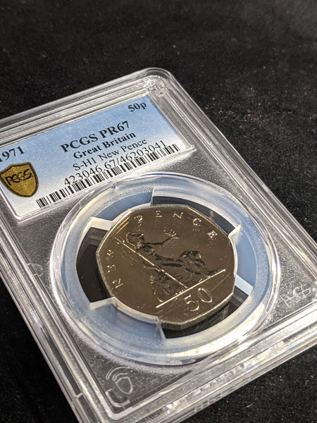 Great Britain 1971 Proof Fifty Pence 50p S-H1 PCGS PR67 DCAM FDC UNC #3392