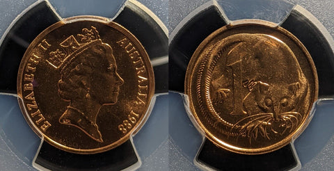 1988 One Cent 1c Australia PCGS MS65RD GEM UNC #3395