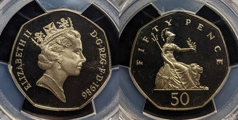 Great Britain 1986 Proof Fifty Pence 50p S-H4 PCGS PR68DCAM FDC UNC #3405