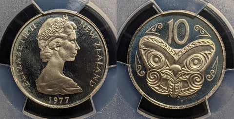 New Zealand 1977 Proof Ten Cent 10c PCGS PR68DCAM FDC UNC #3403