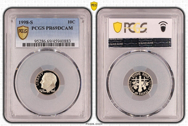 USA 1998 S Proof Dime 10c PCGS PR69DCAM FDC UNC #3407