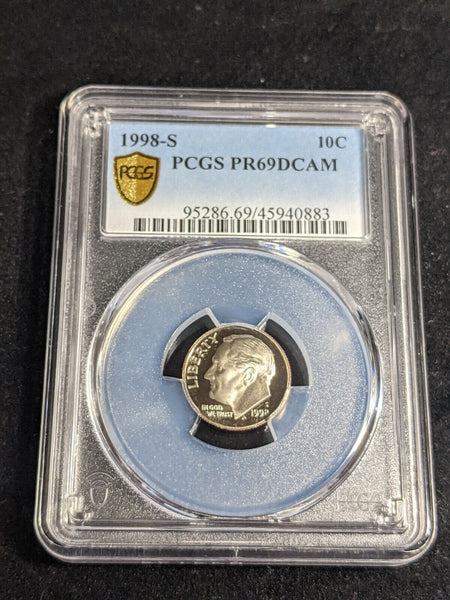 USA 1998 S Proof Dime 10c PCGS PR69DCAM FDC UNC #3407