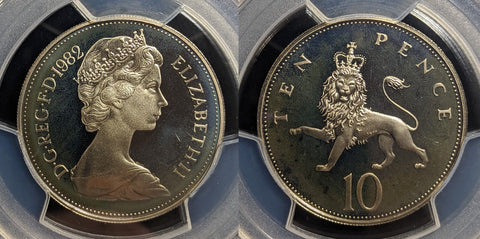 Great Britain 1982 Proof Ten Pence 10p S-F2 PCGS PR68DCAM FDC UNC #3430