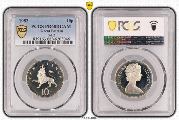 Great Britain 1982 Proof Ten Pence 10p S-F2 PCGS PR68DCAM FDC UNC #3430