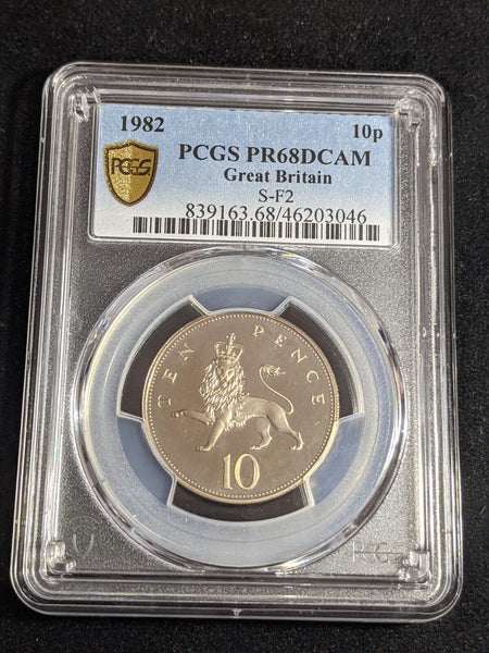 Great Britain 1982 Proof Ten Pence 10p S-F2 PCGS PR68DCAM FDC UNC #3430