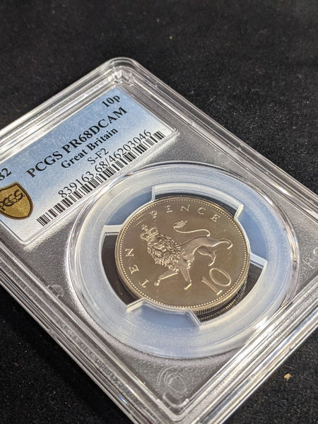 Great Britain 1982 Proof Ten Pence 10p S-F2 PCGS PR68DCAM FDC UNC #3430