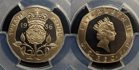 Great Britain 1986 Proof Twenty Pence 20p S-G2 PCGS PR69DCAM FDC UNC #3427