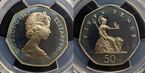 Great Britain 1982 Proof Fifty Pence 50p S-H3 PCGS PR68DCAM FDC UNC #3433