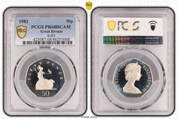 Great Britain 1982 Proof Fifty Pence 50p S-H3 PCGS PR68DCAM FDC UNC #3433