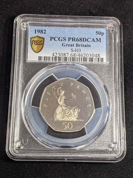 Great Britain 1982 Proof Fifty Pence 50p S-H3 PCGS PR68DCAM FDC UNC #3433