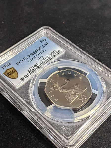Great Britain 1982 Proof Fifty Pence 50p S-H3 PCGS PR68DCAM FDC UNC #3433