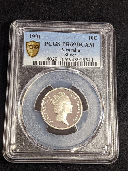 1991 Proof Silver Ten Cent 10c Australia PCGS PR69DCAM FDC UNC #3431
