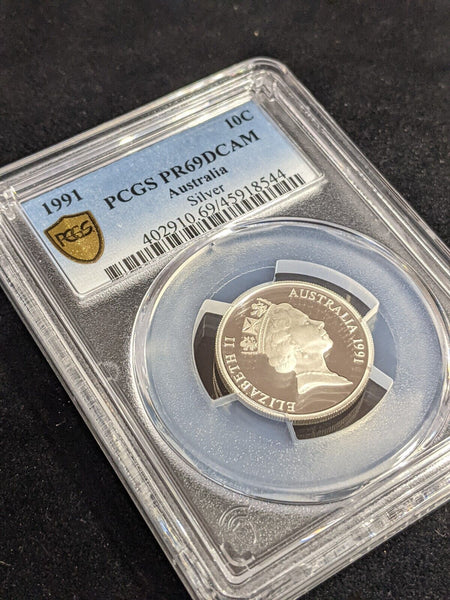 1991 Proof Silver Ten Cent 10c Australia PCGS PR69DCAM FDC UNC #3431