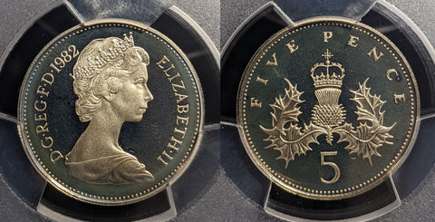 Great Britain 1982 Proof Five Pence 5p S-D2 New Pence PCGS PR68DCAM FDC UNC#3432