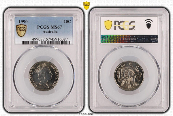 1990 Ten Cent 10c Australia PCGS MS67 FDC GEM UNC #3438