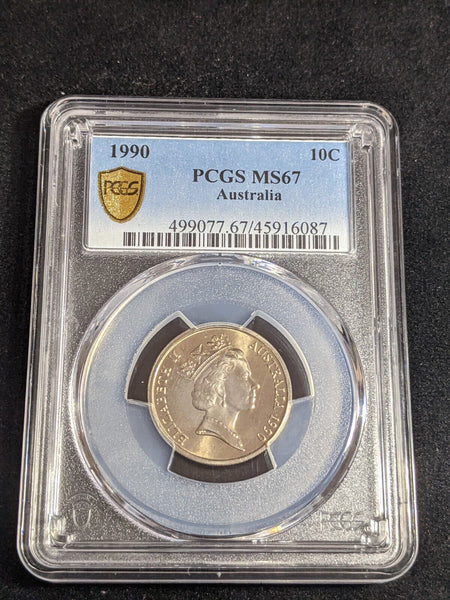 1990 Ten Cent 10c Australia PCGS MS67 FDC GEM UNC #3438