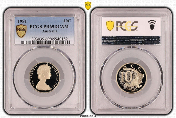 1981 Proof Ten Cent 10c Australia PCGS PR69DCAM FDC UNC #3443