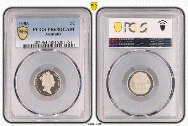 1986 Proof Five Cent 5c Australia PCGS PR68DCAM FDC UNC #3444
