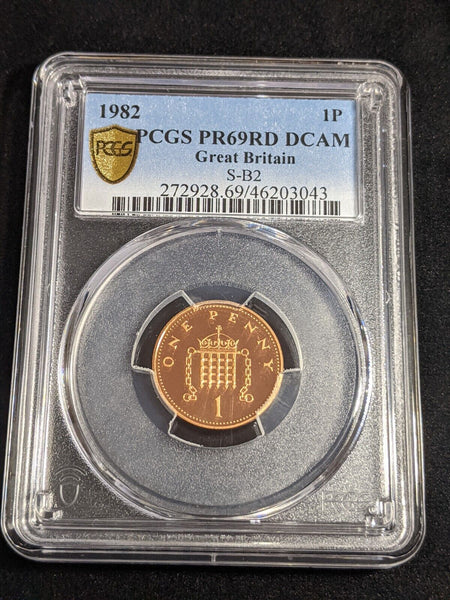 Great Britain 1982 Proof One Pence 1P S-B2 PCGS PR69RD DCAM FDC UNC #3451