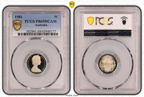 1981 Proof Five Cent 5c Australia PCGS PR69DCAM FDC UNC #3445