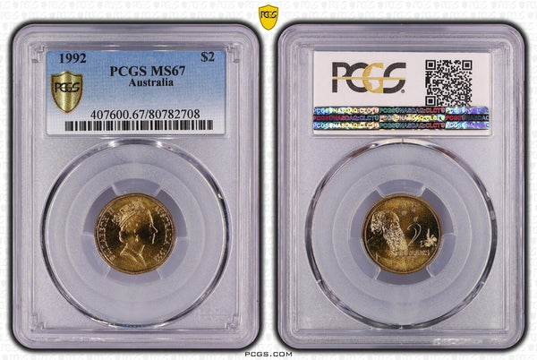 1992 Two Dollar $2 Australia PCGS MS67 FDC GEM UNC #3462