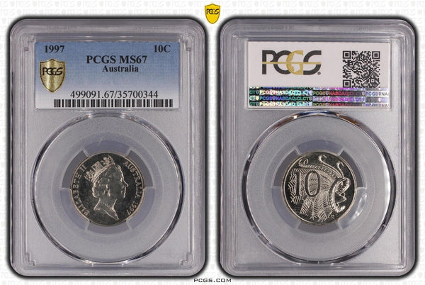 1997 Ten Cent 10c Australia PCGS MS67 FDC GEM UNC #3461