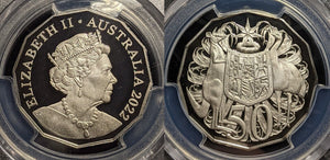 2022 Proof Fifty Cent 50c Australia PCGS PR70DCAM FDC UNC #3466
