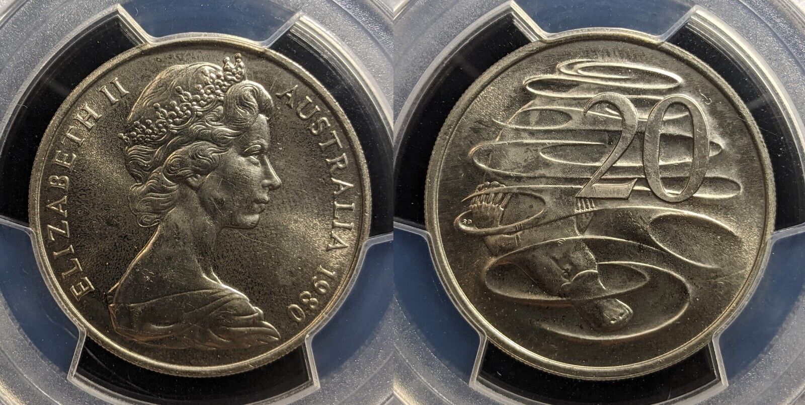 1980 Twenty Cent 20c Australia PCGS MS65 GEM UNC #3489