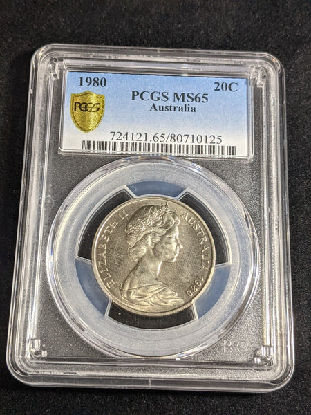 1980 Twenty Cent 20c Australia PCGS MS65 GEM UNC #3489