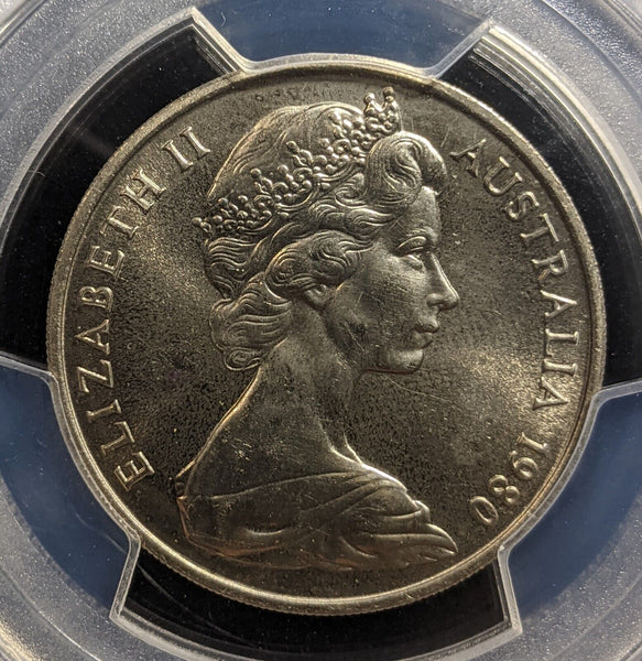 1980 Twenty Cent 20c Australia PCGS MS65 GEM UNC #3489