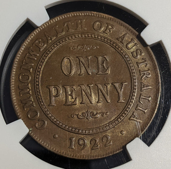 1922 P Penny 1d Australia NGC AU58 BN aUNC #3503