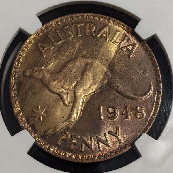 1948 M Penny 1d Australia NGC MS63 RB CHOICE UNC #3504