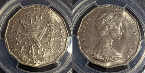 1982 Fifty Cent 50c Commonworth Games PCGS MS66 GEM UNC #3510