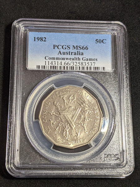 1982 Fifty Cent 50c Commonworth Games PCGS MS66 GEM UNC #3510