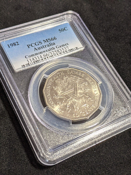 1982 Fifty Cent 50c Commonworth Games PCGS MS66 GEM UNC #3510