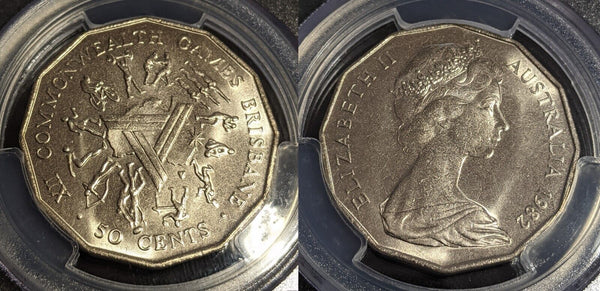 1982 Fifty Cent 50c Commonworth Games Australia PCGS MS66 GEM UNC #3513
