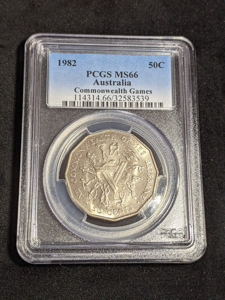 1982 Fifty Cent 50c Commonworth Games Australia PCGS MS66 GEM UNC #3513