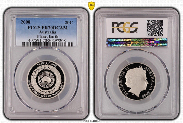 2008 Proof Twenty Cent 20c Planet Earth Australia PCGS PR70DCAM FDC UNC #3522
