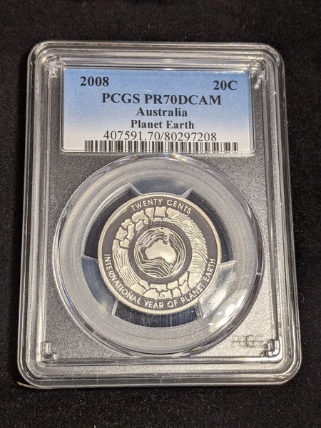 2008 Proof Twenty Cent 20c Planet Earth Australia PCGS PR70DCAM FDC UNC #3522