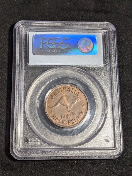 1947 Y Half Penny 1/2d Australia PCGS MS63BN CHOICE UNC #3527