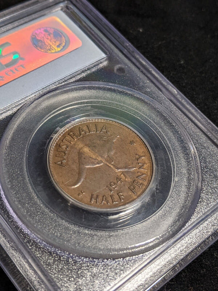 1947 Y Half Penny 1/2d Australia PCGS MS63BN CHOICE UNC #3527