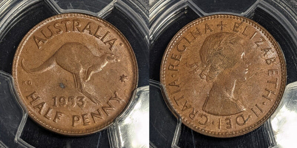 1953 A. (p) Half Penny 1/2d Australia PCGS MS64BN GEM UNC #3530