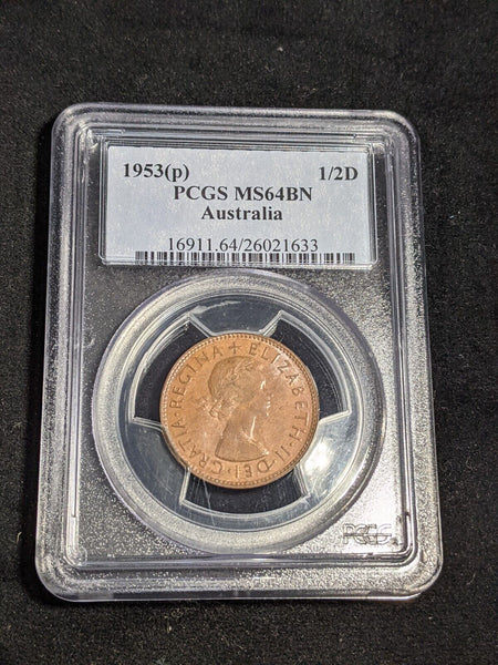 1953 A. (p) Half Penny 1/2d Australia PCGS MS64BN GEM UNC #3530