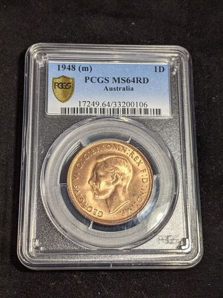 1948 Penny 1d Australia PCGS MS64RD GEM UNC #3534