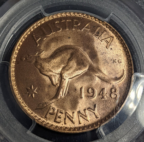 1948 Penny 1d Australia PCGS MS64RD GEM UNC #3534